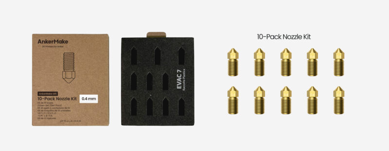 AnkerMake M5 / M5C Brass Nozzle kit 0,4mm - 10 pcs - Image 2